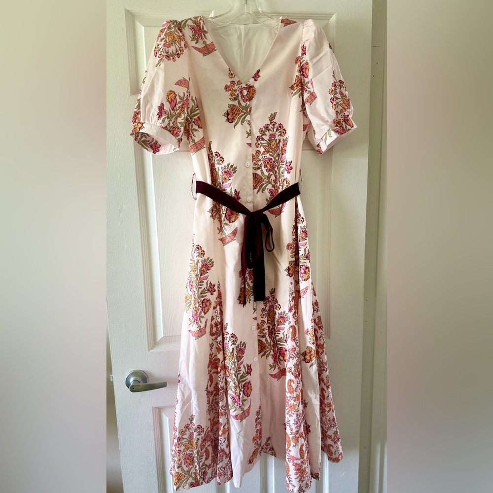 NWT- Floral Button-Up Dress with Sash